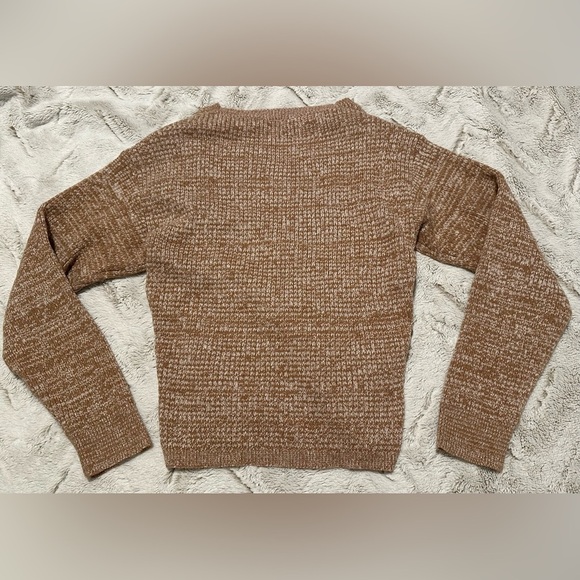 SHEIN Brown Knit Faux Wrap V Neck Chunky Sweater - Picture 5 of 7